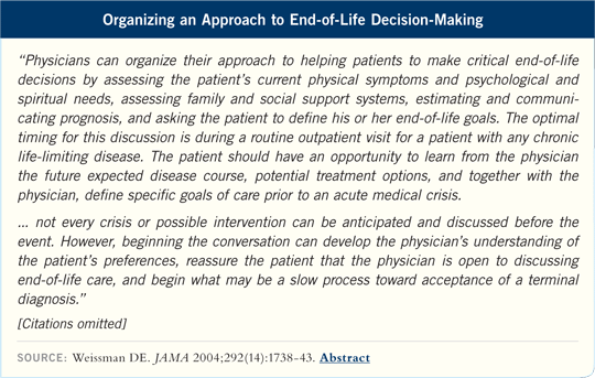 Organizing an Approach to End-of-Life Decision-Making