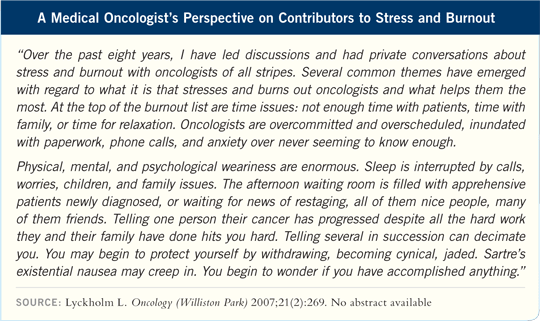 A Medical Oncologist’s Perspective on Contributors to Stress and Burnout